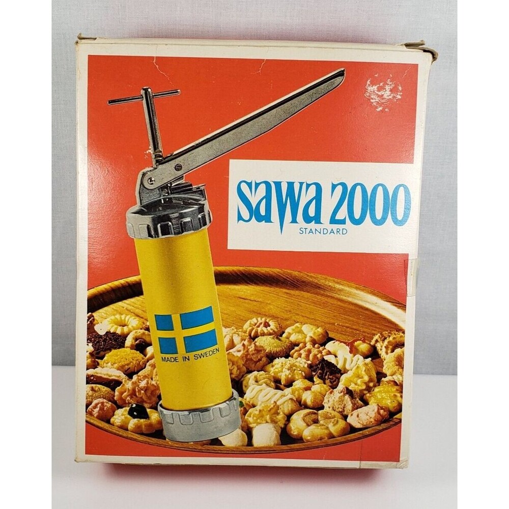 Vintage SAWA 2000 Standard Metal Cookie Press Decorator Gun With Box 1970s